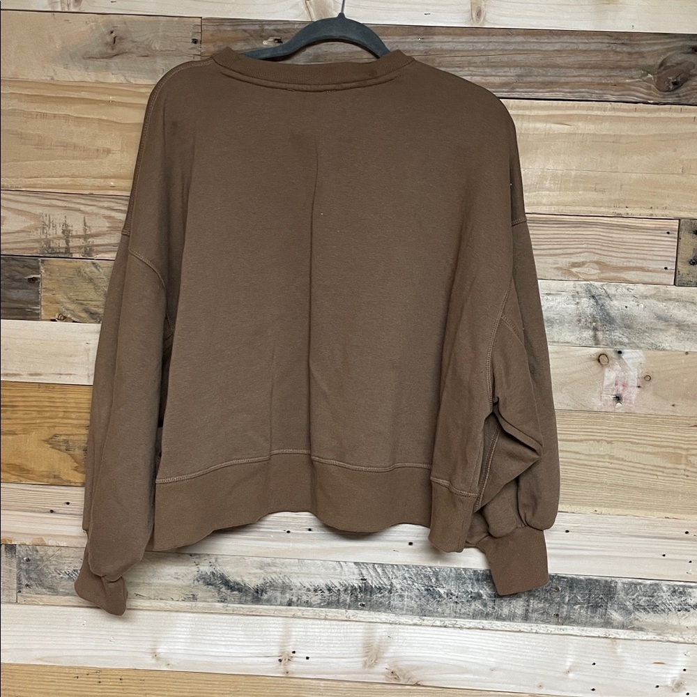 Zenana Outfitters size XL Brown Boxy Cropped Soft Crewneck Sweatshirt - Picture 7 of 7